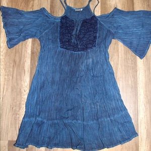 Linen Cold Shoulder Dress